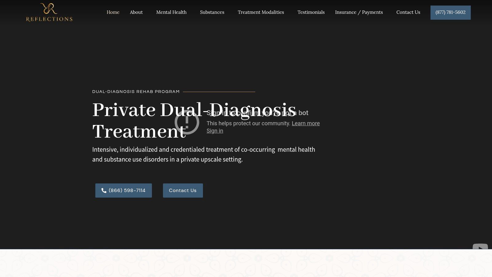 Screenshot from https://livingatreflections.com