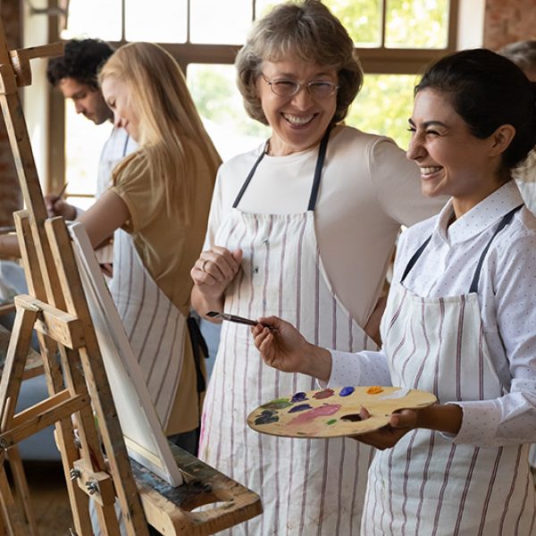 People participate in an art therapy workshop, one of many relapse prevention activities.